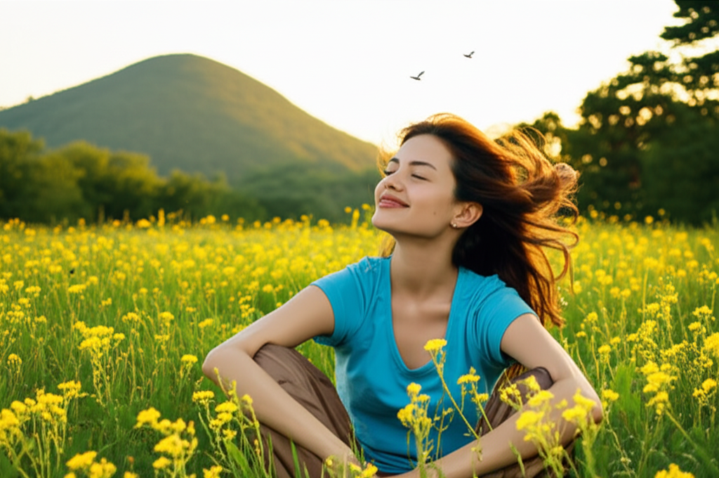 Pessoa saudável em ambiente natural